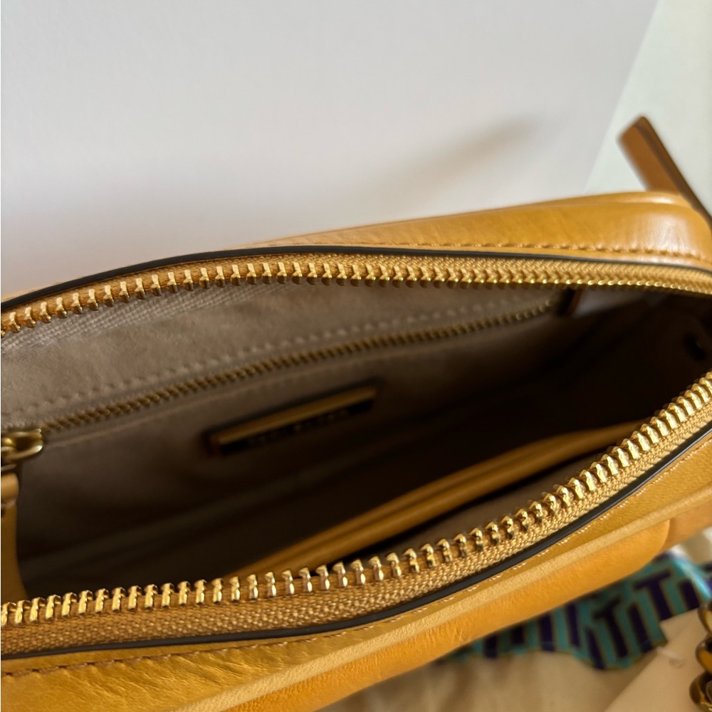 Tory Burch Patchwork Leather Crossbody in Tan & Cream - Picture 4 of 6